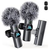 2 wireless lavalier microphones for iPhone 15/Android for video recording, game streaming(black) - Chronus